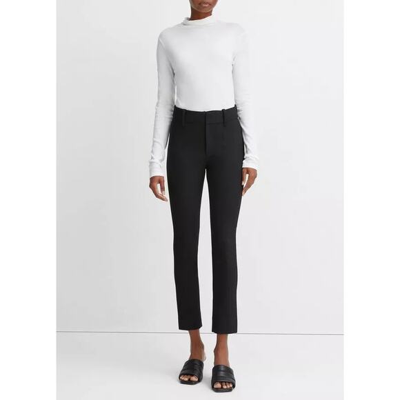 Vince High Waist Cigarette Stretch Cropped Pants Black 14 - Picture 1 of 12